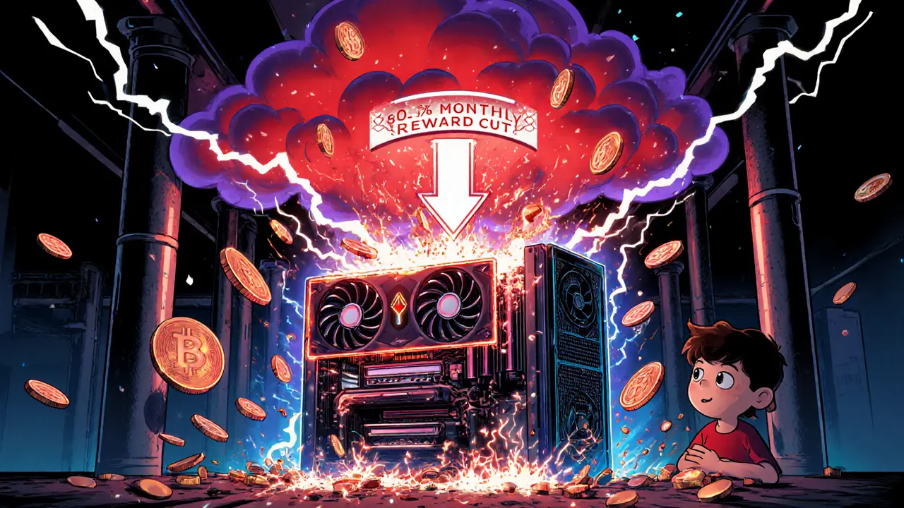 GPU-майнер Kaspa в шторме падающих монет, вознаграждение быстро исчезает.