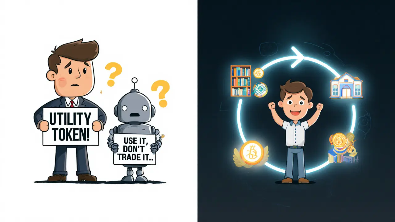 Контраст: инвестор хочет прибыли, а пользователь использует токен для сервисов.