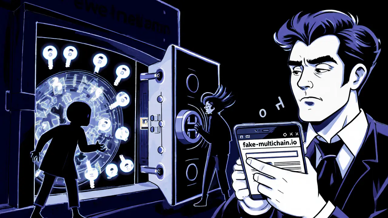 Злоумышленники пытаются украсть токены из хранилища, охраняемого 24 фрагментами ключей, один из них использует фишинговый сайт.