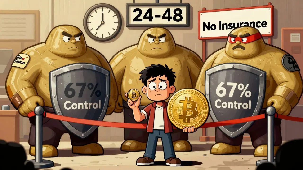 Пользователь сравнивает BTC и WBTC перед тремя гигантскими кастодианами с надписью '67% контроля'.