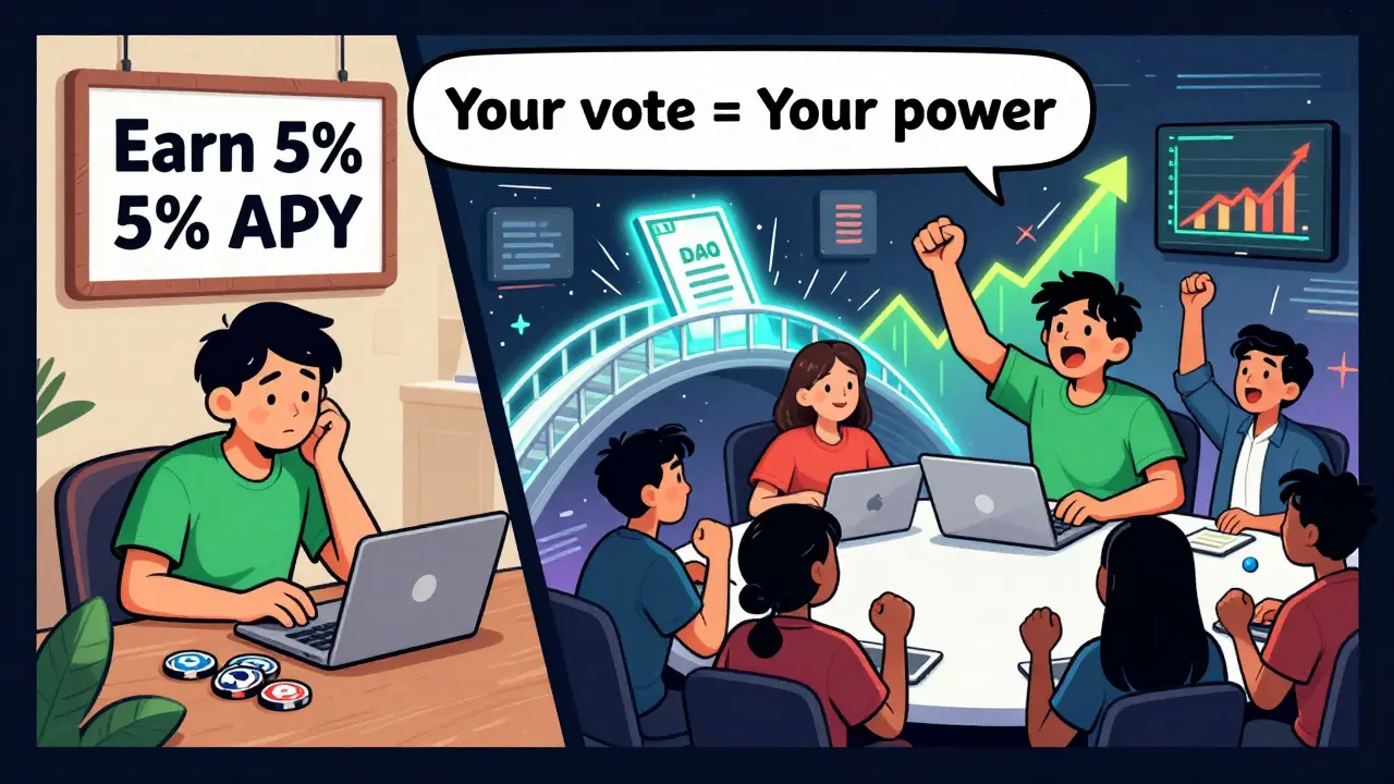 Разделённая сцена: один и тот же человек бездействует слева и активно голосует справа, с растущими графиками.