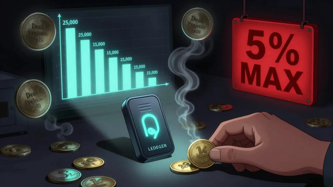 Холодный кошелёк безопасно хранит инвестиции, в то время как мёртвые токены исчезают в дыму.