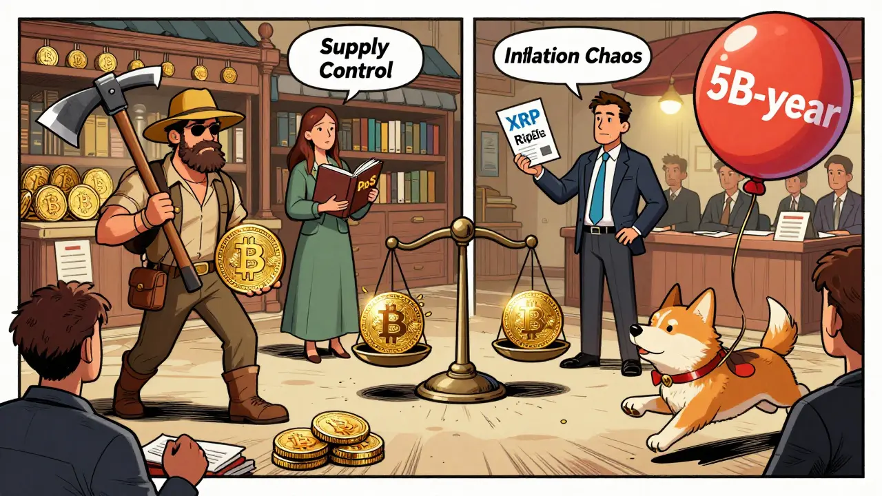 Персонифицированные криптовалюты в рыночной сцене: Биткоин как шахтёр, Эфириум как библиотекарь, Риппл как бизнесмен.