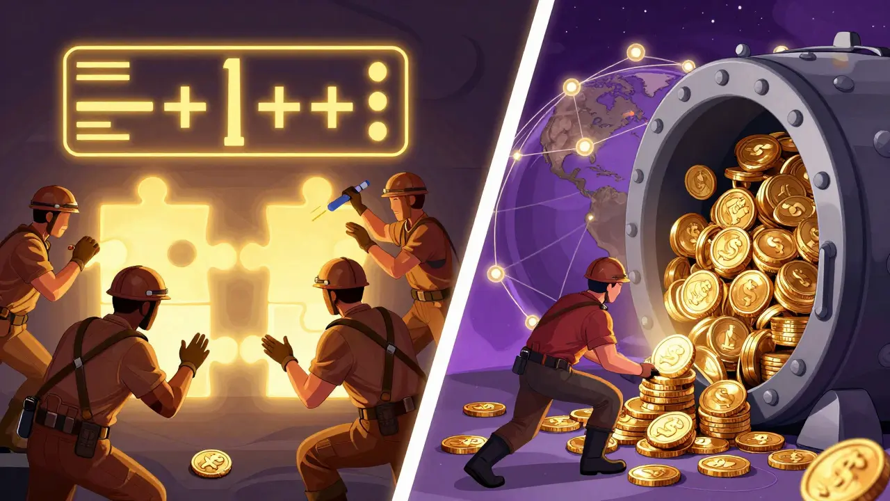 Майнеры решают головоломки, а пользователи ставят монеты в блокчейн-сетях.