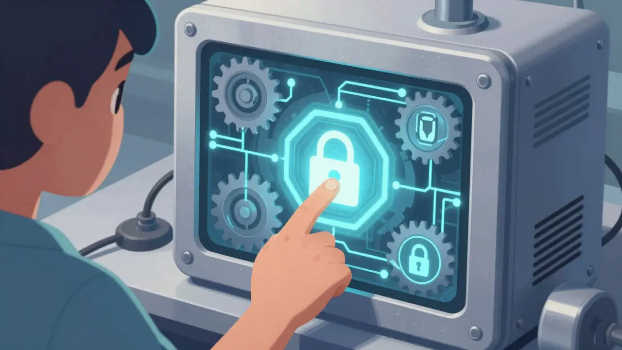 Машина преобразует данные в абстрактный хеш-код в стиле комикса.