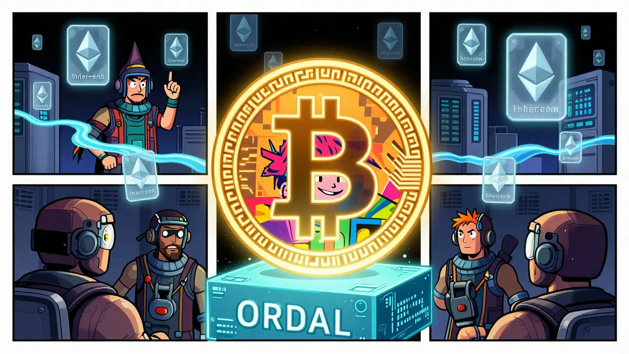 Ordinal NFT прикреплен к сатоши и записан прямо в блокчейн Bitcoin.