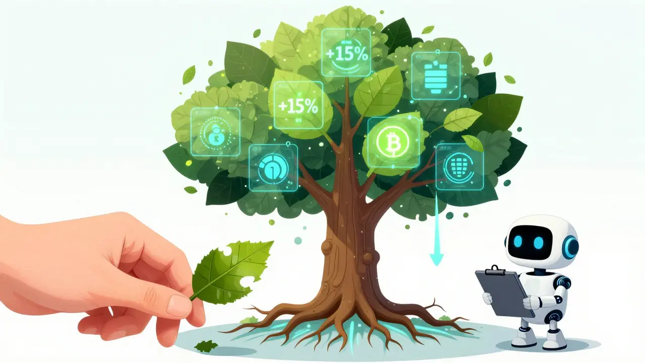 Умный список наблюдения в виде дерева с живыми листьями, которые сигнализируют о движениях рынка.