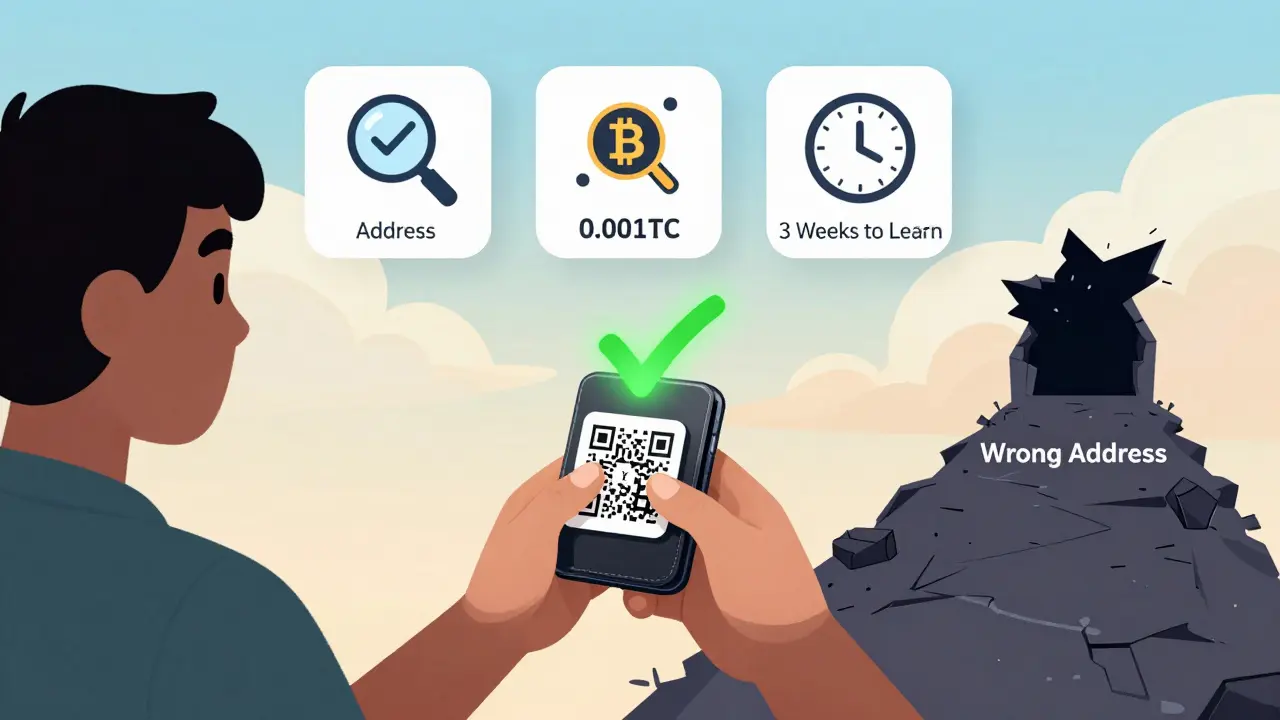 Пользователь сканирует QR-код с аппаратным кошельком, следуя советам по безопасной работе с криптовалютами.