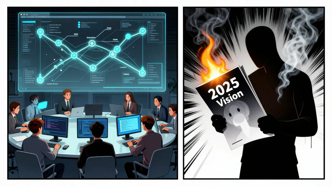 Сравнение живой DAO-карты и сожженного маркетингового обещания в стиле европейского комикса.